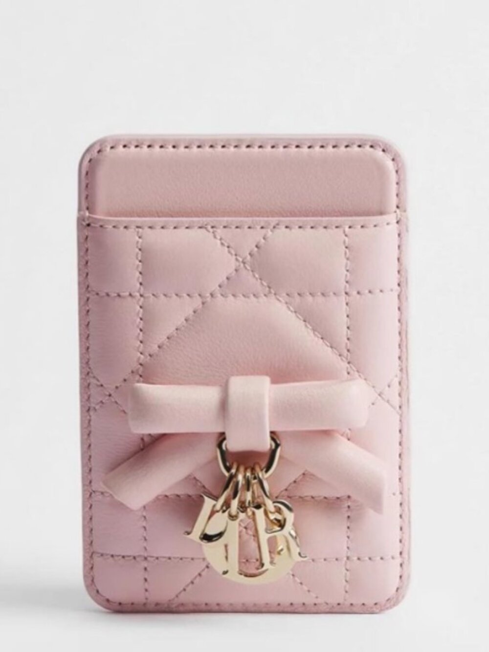 NWT Lady Dior iPhone Magsafe Magnetic Card Holder Soupir Pink Cannage Lambskin